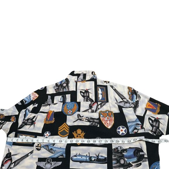 Vintage Kalaheo Hawaiian Military WW2 Bomber Plane Mens Shirt USA Hawaii Size XL - Picture 9 of 12
